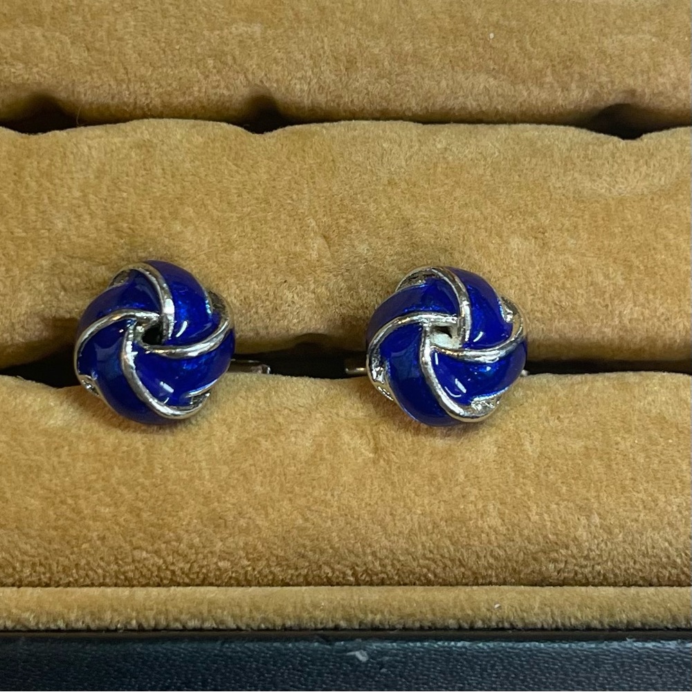 Silver and blue cuff links